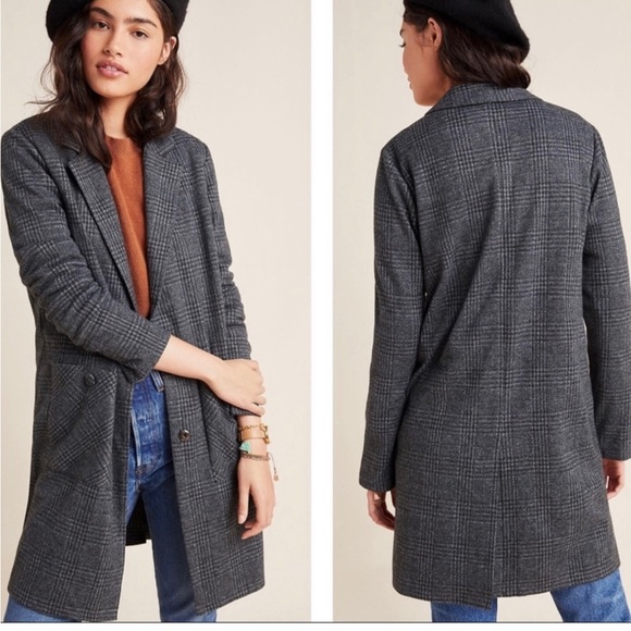 Anthropologie harlyn graham longline plaid blazer Clearance